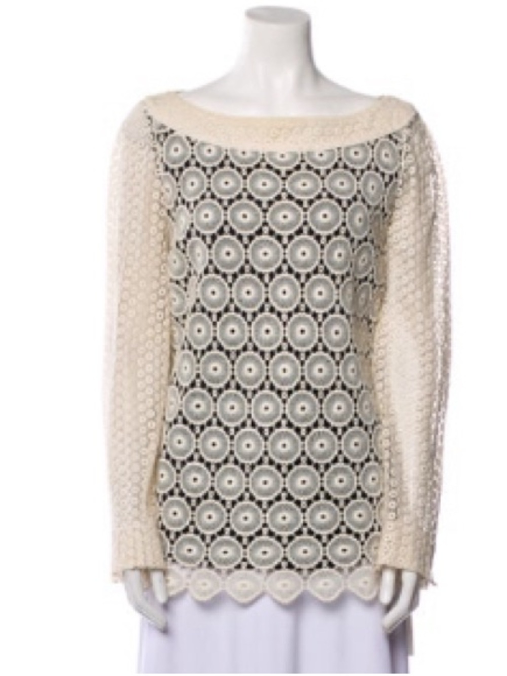 Tory Burch Tunic Crochet Embroidered Bateau neckline excellent condition